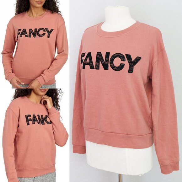 Betsey Johnson Performance Mauve Pink FANCY Lace Applique Crew Neck Sweatshirt S - Picture 3 of 12